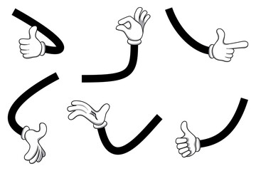 Cartoon mascot character's hands set isolated on white background isolated