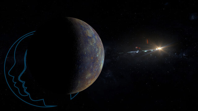 mercury the ruling planet of gemini 3d illustration