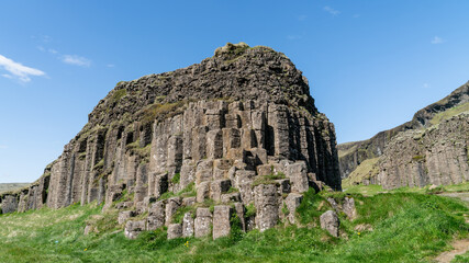Fototapeta na wymiar Dverghamrar sea eroded basalt columns also known as the Dwarf Rocks, South Iceland.