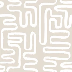 Gordijnen Eigentijds naadloos patroon met abstracte lijn in naaktkleuren. © anya
