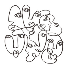 One line drawing abstract face abstract pattern