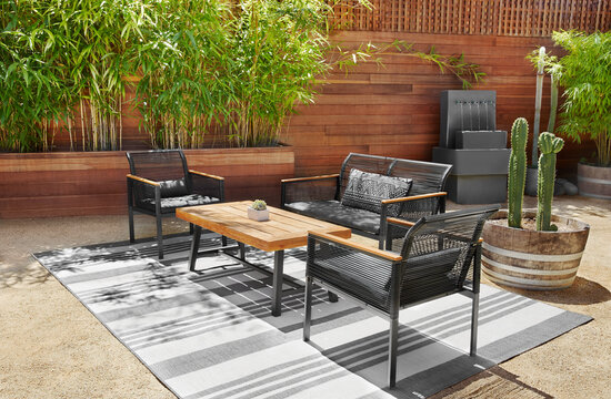 Modern design furniture in backyard 