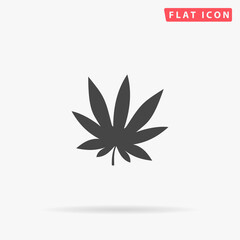 Marijuana cannabis flat vector icon. Hand drawn style design illustrations