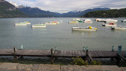 Fototapeta na wymiar Boats on Lake Annecy
