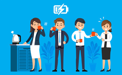 Coffee time with workmate. Opportunity to meet up with working friends for a relaxing hour.