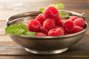 fresh raspberries in a bowl