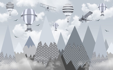 baby wallpaper mountains with hot air balloon 