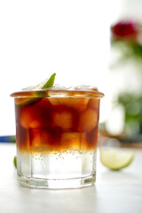 summer refreshing espresso tonic with ice