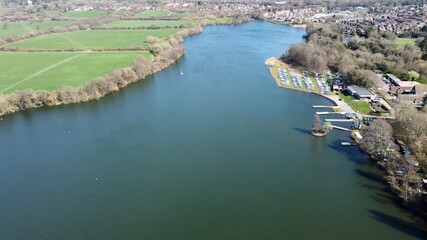 Fototapeta na wymiar Aerial view of English lake and countryside.