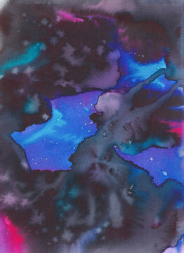 Abstract watercolor with rich saturated colours