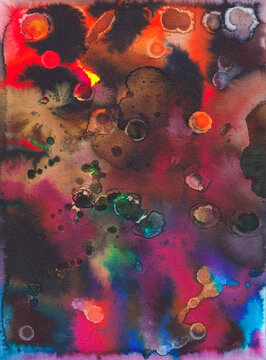 Watercolour Abstract with rich saturated colour