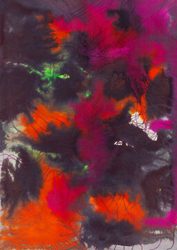 Watercolour Abstract with dark saturated colour