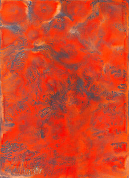 Watercolour Abstract in rich orange