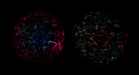 Two glass circular church window style shapes