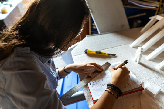 young architect working on drafts