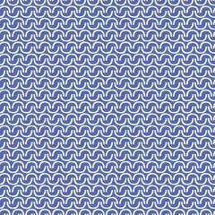Abstract wave background pattern. Vector seamless repeat or hand drawn curved waves in blue and white. Geometric design resource. 