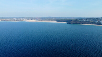 Aerial view of St Ives coastline.