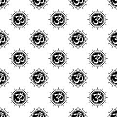 Aum (Om) The Holy Motif Seamless Pattern