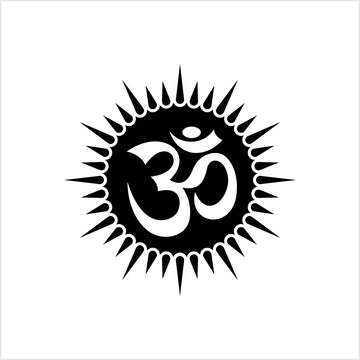 black and white om symbol clip art preview