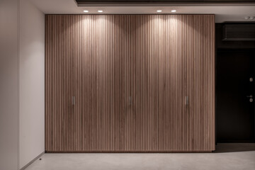 Interior of illuminated modern flat with light walls