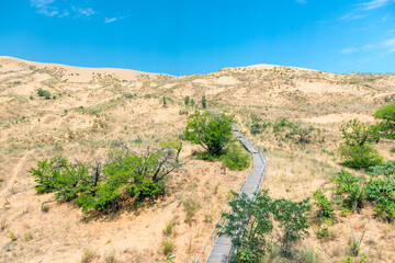 Sand dune dune Sarikum in Dagestan, Russia