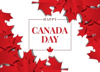 Canada Day celebration background with maple leaf design