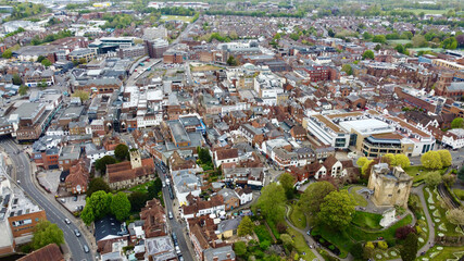 Fototapeta na wymiar Aerial view of an English town. Guildford