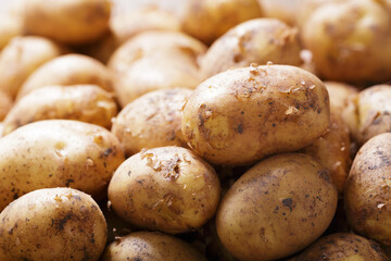 fresh potatoes as background