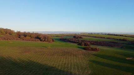 Obraz premium Aerial sunrise of English countryside.