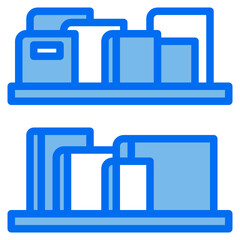 Bookshelves blue line icon