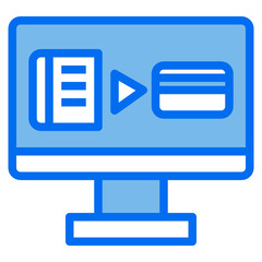 computer blue line icon