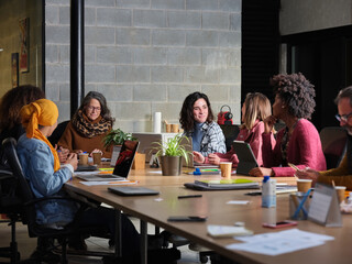 Diverse women during business meeting in office