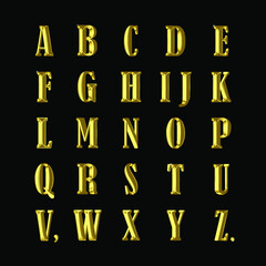 Beautiful vintage gold alphabet. Antique stylization. Vector illustration.
