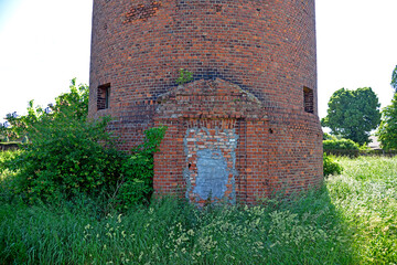 Built in 1934, the railway water tower in the town of Nidzica in warmi, Poland. In 2005 it was...
