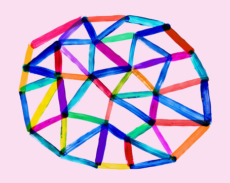 Colourful Linear Network on pink background