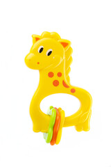 baby rattle giraffe, isolated on white