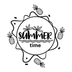 summertime typography with pineapple in black and white