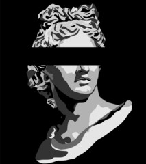 Apollon sculpture.T-Shirt Design & Printing, clothes, bags, posters, invitations, cards, leaflets etc. illustration hand drawn