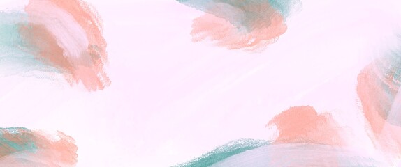 Abstract pastel background made by brush stroke, calm colours, minimal design with hand drawn art
