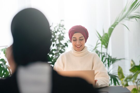 Muslim female freelancers working at home