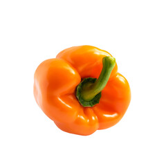 Yellow orange bell pepper isolated on a white background.