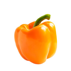 Yellow orange bell pepper isolated on a white background.