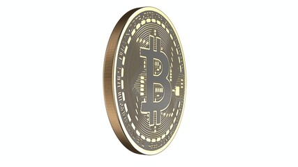 3D rendered illustration of Gold Bitcoin isolated on white