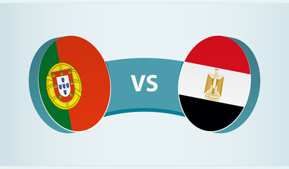 Portugal versus Egypt, team sports competition concept.