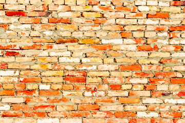 Texture of a brick wall with cracks and scratches which can be used as a background