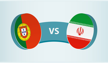 Portugal versus Iran, team sports competition concept.