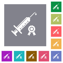 Certified vaccine square flat icons