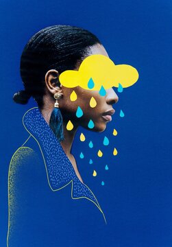Woman and rain collage