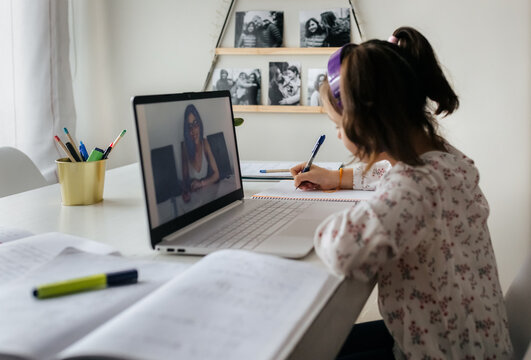 Girl studying at home