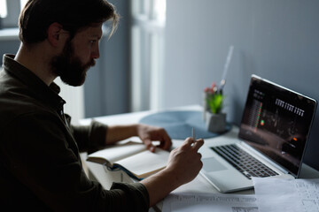 Trader working in office 